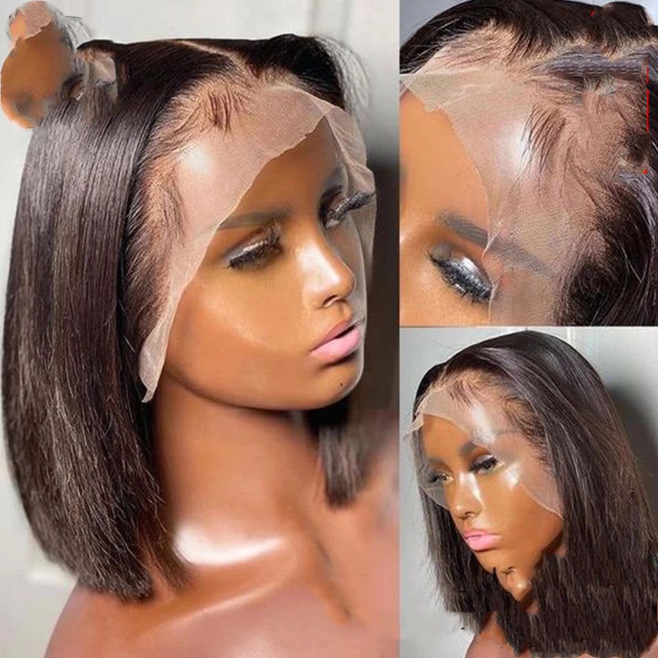 Short Bob Wig Bone Straight 13x4 Transparent Lace Front Wigs - L&M LIFE PRODUCTS