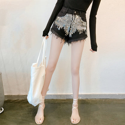 Gold glittered sequined wide-leg shorts - L&M LIFE PRODUCTS