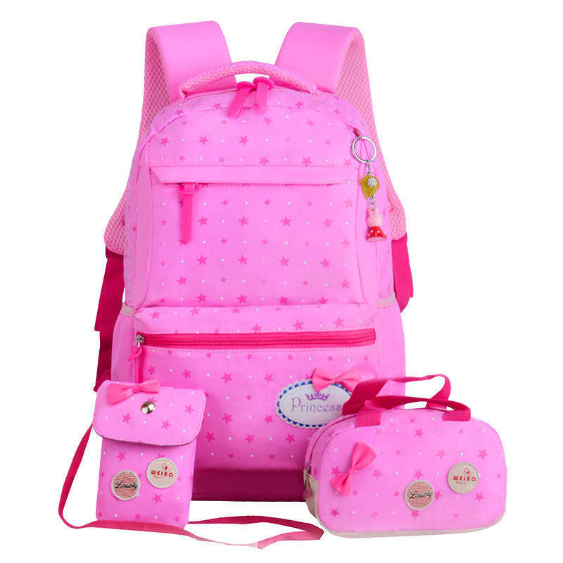 New Korean children's schoolbag schoolbag, schoolbag, schoolbag, lovely girl, three pieces of 3-4-5 grade Backpack - L&M LIFE PRODUCTS