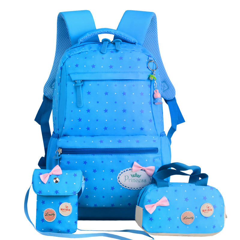 New Korean children's schoolbag schoolbag, schoolbag, schoolbag, lovely girl, three pieces of 3-4-5 grade Backpack - L&M LIFE PRODUCTS