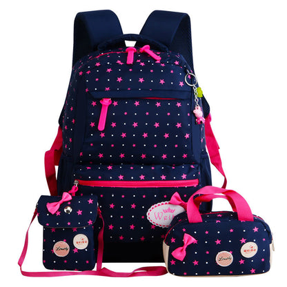 New Korean children's schoolbag schoolbag, schoolbag, schoolbag, lovely girl, three pieces of 3-4-5 grade Backpack - L&M LIFE PRODUCTS