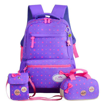 New Korean children's schoolbag schoolbag, schoolbag, schoolbag, lovely girl, three pieces of 3-4-5 grade Backpack - L&M LIFE PRODUCTS