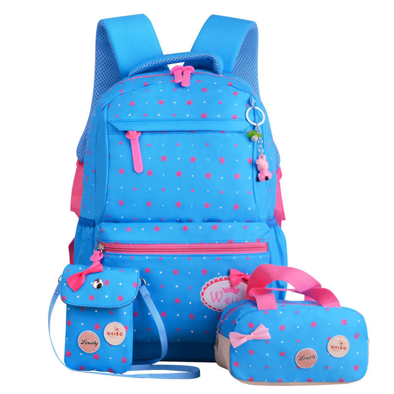 New Korean children's schoolbag schoolbag, schoolbag, schoolbag, lovely girl, three pieces of 3-4-5 grade Backpack - L&M LIFE PRODUCTS