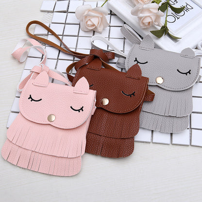 Girls change small bag children bags Pu all-match creative Xiekua package small fox tassel bag - L&M LIFE PRODUCTS