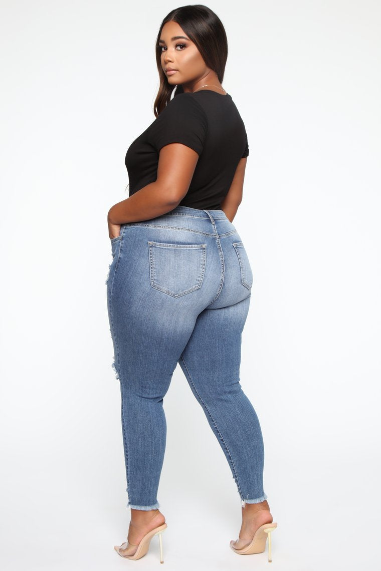 Stretch Ripped Women Plus Size Jeans Plus Size Jeans - L&M LIFE PRODUCTS