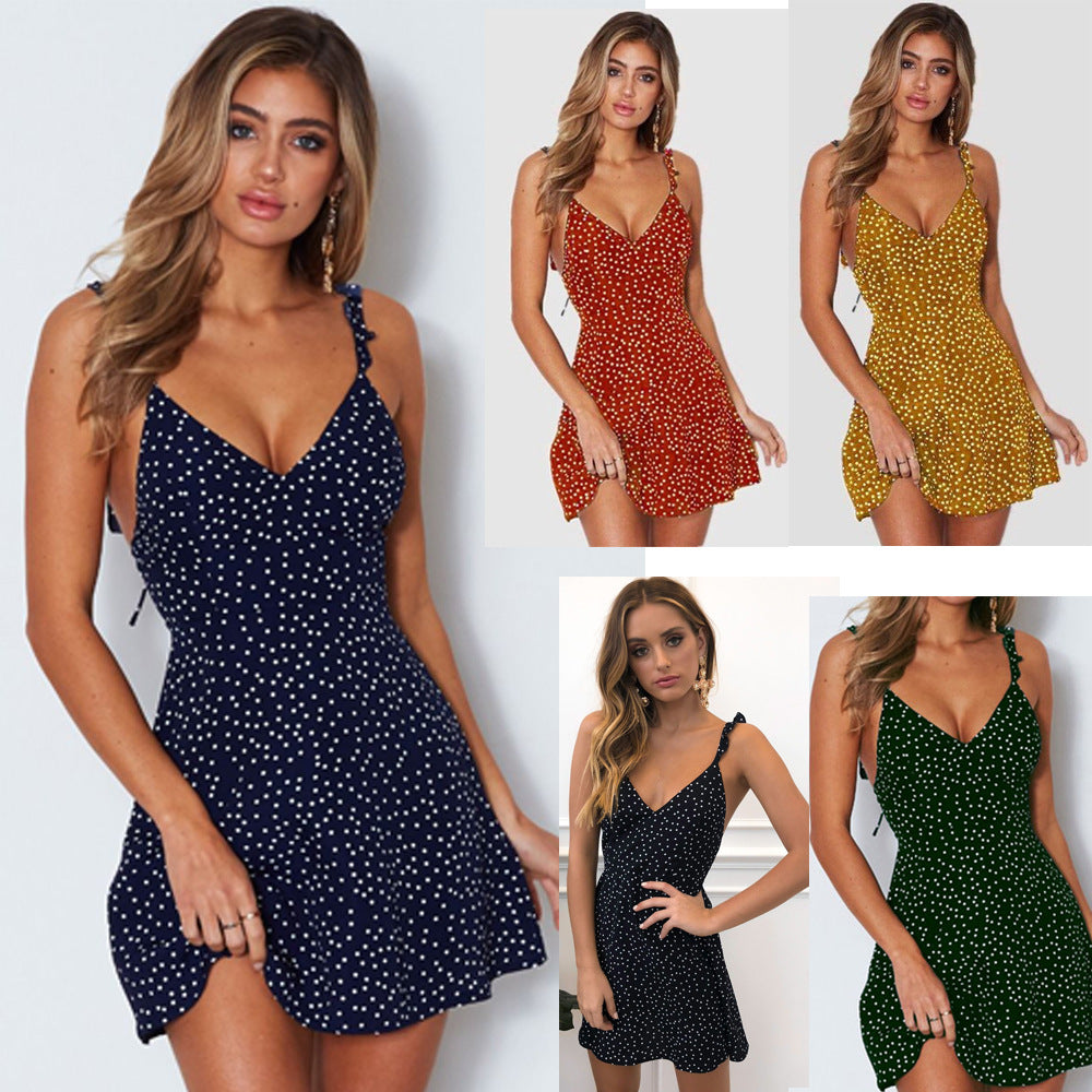 Polka-dot Beach Dress Summer Fashion Sundress - L&M LIFE PRODUCTS