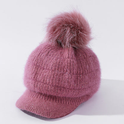 Women's Rabbit Fur Ball Plus Velvet Warm Woolen Hat - L&M LIFE PRODUCTS