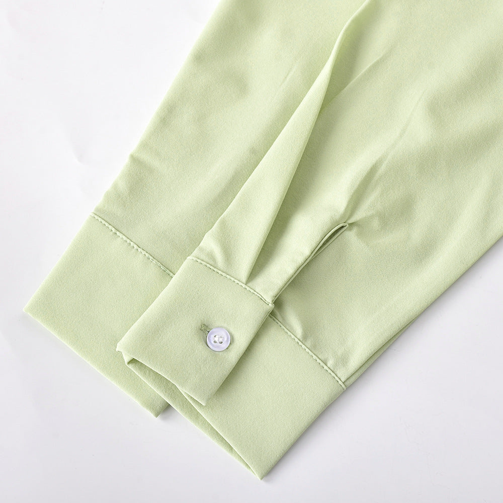 Solid Color Sexy Pleated Shirt Dress Women - L&M LIFE PRODUCTS