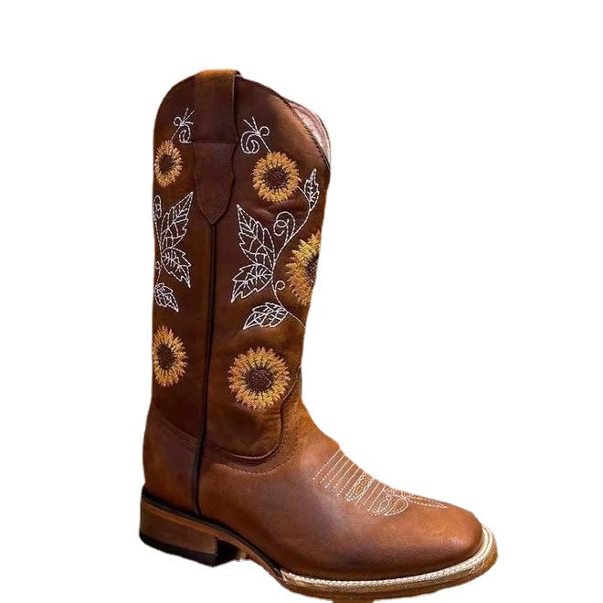 Embroidered sunflower figure fashion Martin boots - L&M LIFE PRODUCTS