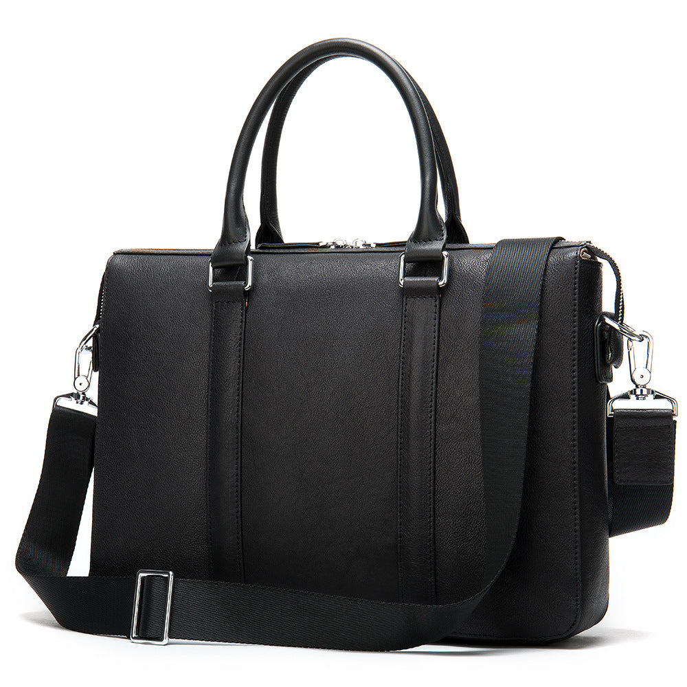 Men's Simple Solid Color Leather Briefcase - L&M LIFE PRODUCTS