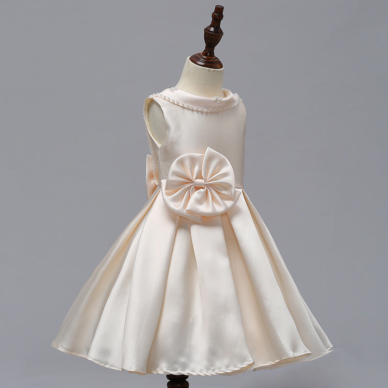 Mei Qiai children dress a shoulder dress flower princess skirt Tutu thick satin wedding dress show children clothing - L&M LIFE PRODUCTS