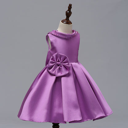 Mei Qiai children dress a shoulder dress flower princess skirt Tutu thick satin wedding dress show children clothing - L&M LIFE PRODUCTS