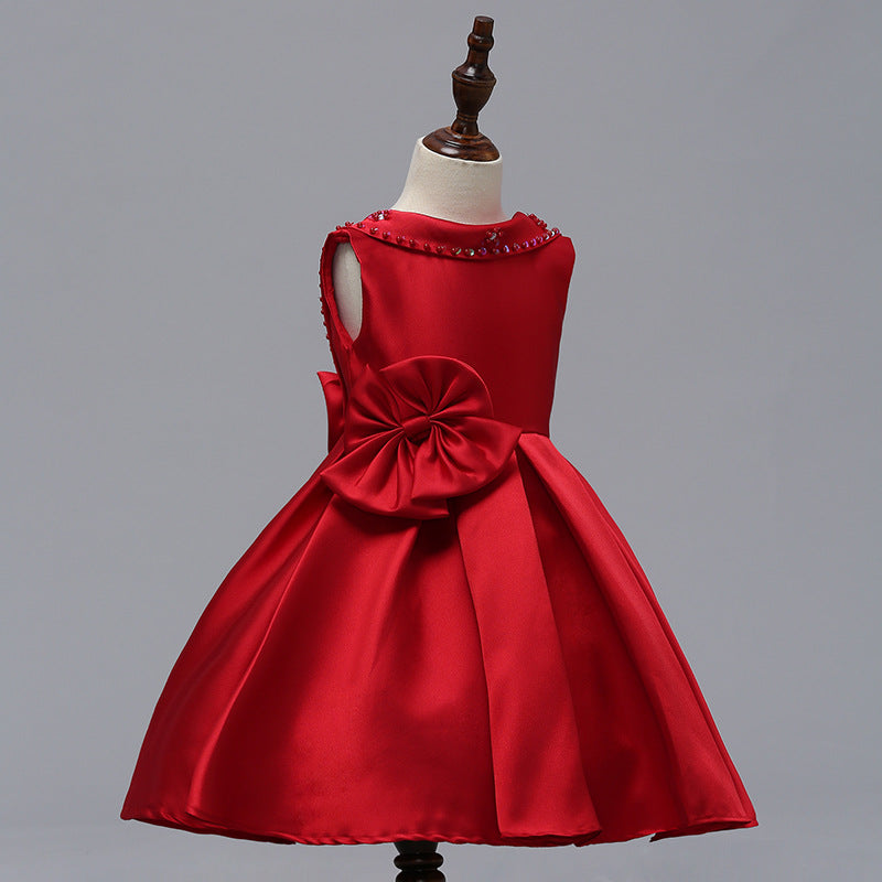 Mei Qiai children dress a shoulder dress flower princess skirt Tutu thick satin wedding dress show children clothing - L&M LIFE PRODUCTS