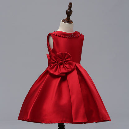 Mei Qiai children dress a shoulder dress flower princess skirt Tutu thick satin wedding dress show children clothing - L&M LIFE PRODUCTS