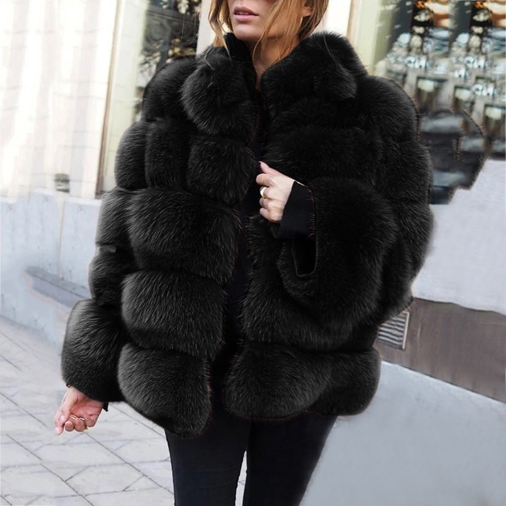 Faux fur stitching women's jacket - L&M LIFE PRODUCTS