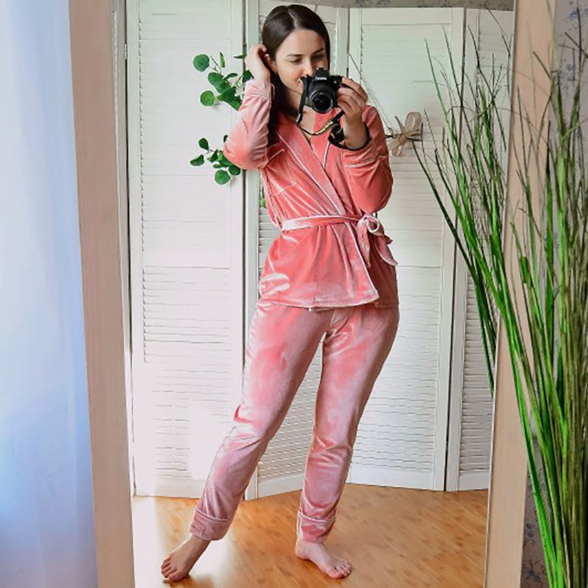 Ladies Homewear Long Sleeve Nightgown Set - L&M LIFE PRODUCTS