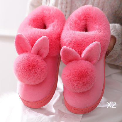 Autumn Winter Cotton Slippers Fur Rabbit Home Warm Thick Bottom Indoor Cotton Shoes Womens Slippers Cute Fluffy Cat Slippers - L&M LIFE PRODUCTS