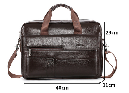 Leather Men's Briefcase Top Layer Cowhide Messenger Bag Large Capacity Single Shoulder Bag Business Multi-function - L&M LIFE PRODUCTS