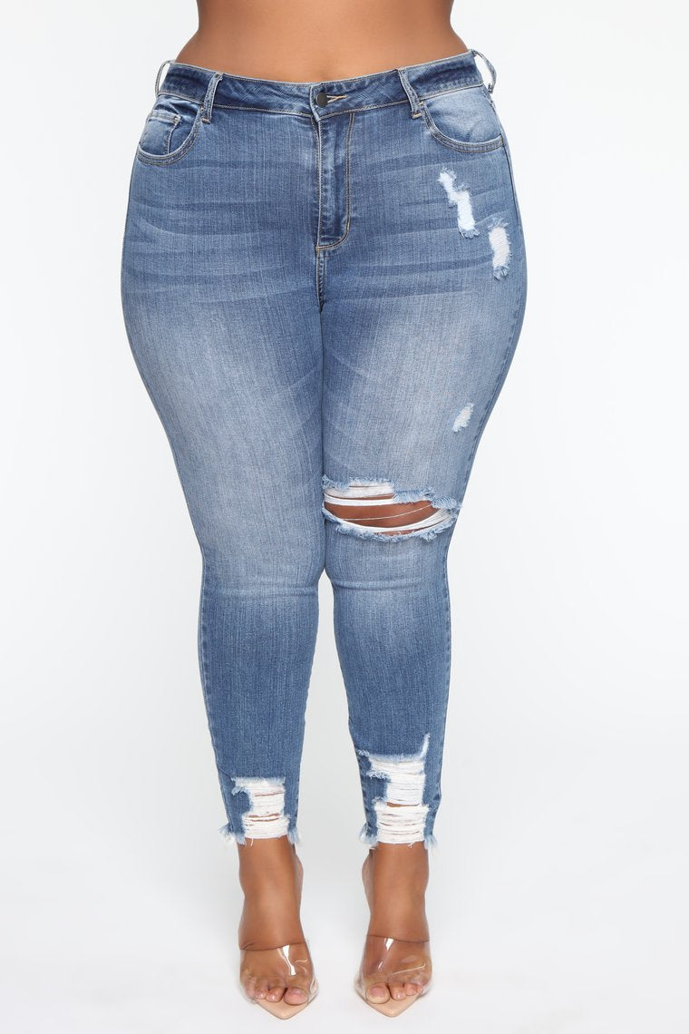 Stretch Ripped Women Plus Size Jeans Plus Size Jeans - L&M LIFE PRODUCTS