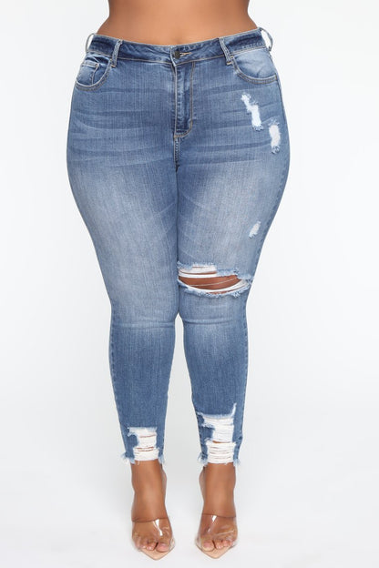 Stretch Ripped Women Plus Size Jeans Plus Size Jeans - L&M LIFE PRODUCTS