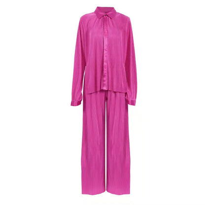 New Autumn And Winter Pleated Shirt  Pleated Trousers Suit - L&M LIFE PRODUCTS