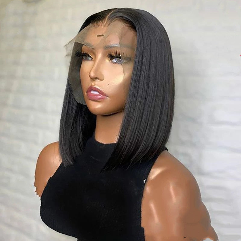 Short Bob Wig Bone Straight 13x4 Transparent Lace Front Wigs - L&M LIFE PRODUCTS