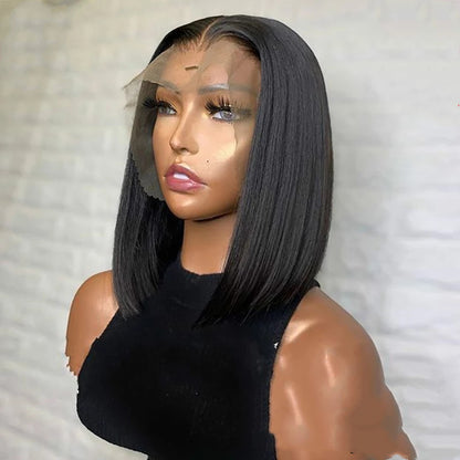 Short Bob Wig Bone Straight 13x4 Transparent Lace Front Wigs - L&M LIFE PRODUCTS