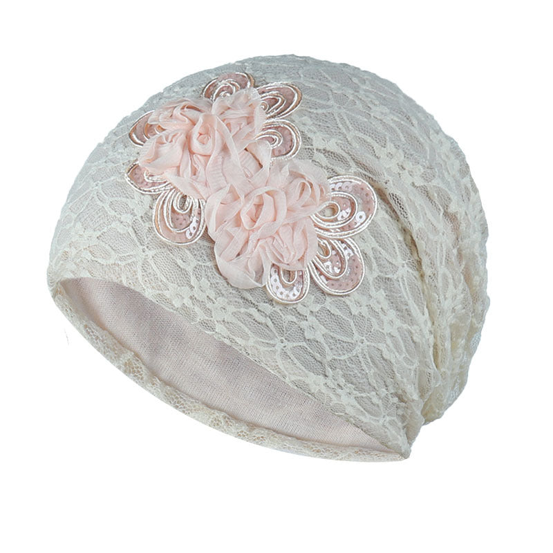 Casual Thin Lace Flower Pullover Hat - L&M LIFE PRODUCTS