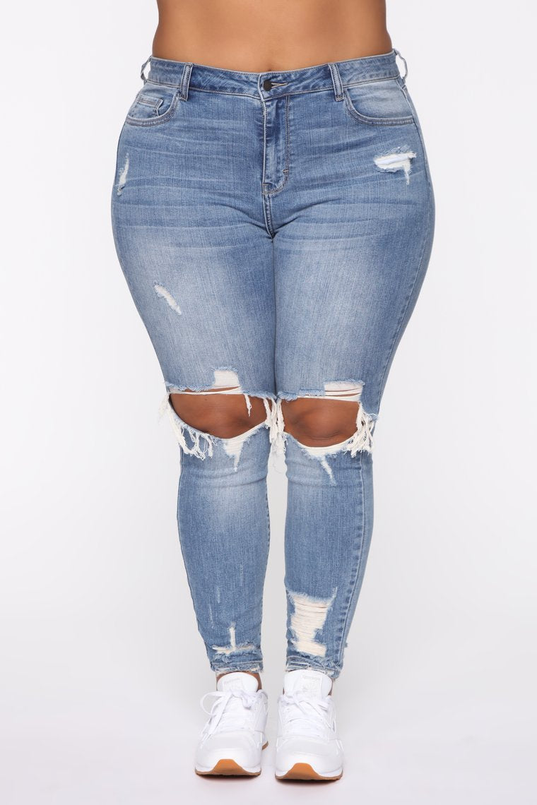 Stretch Ripped Women Plus Size Jeans Plus Size Jeans - L&M LIFE PRODUCTS