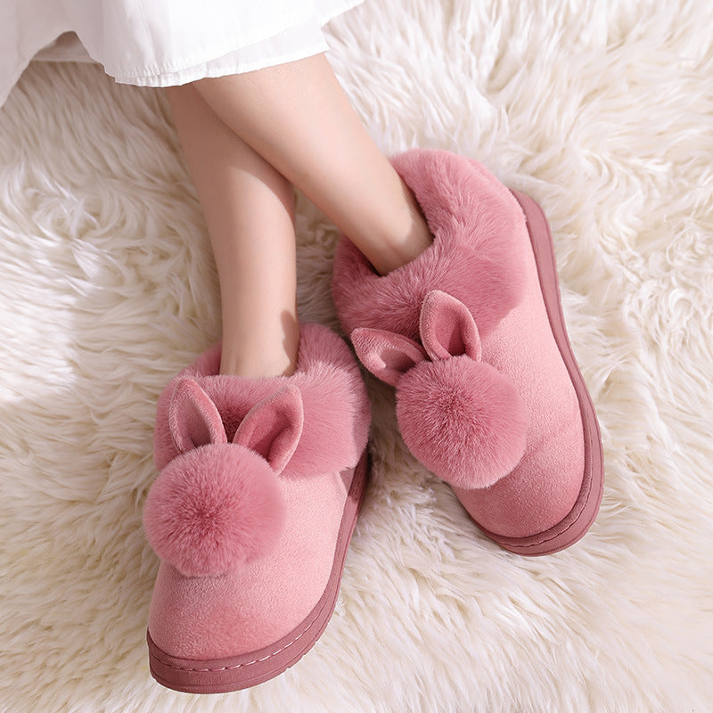 Autumn Winter Cotton Slippers Fur Rabbit Home Warm Thick Bottom Indoor Cotton Shoes Womens Slippers Cute Fluffy Cat Slippers - L&M LIFE PRODUCTS