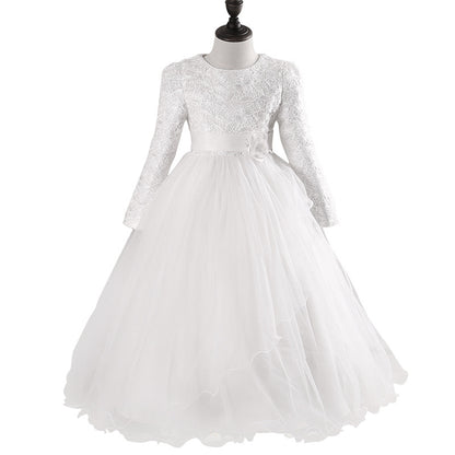 Long Sleeve Wedding Princess Dress Girls Dress Children Dress Skirt Piano Flower Girl Dress Female Qiu Dongkuan - L&M LIFE PRODUCTS