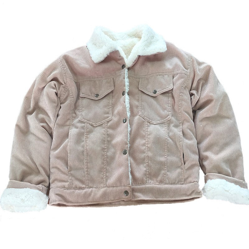 Corduroy lambskin padded jacket long - L&M LIFE PRODUCTS