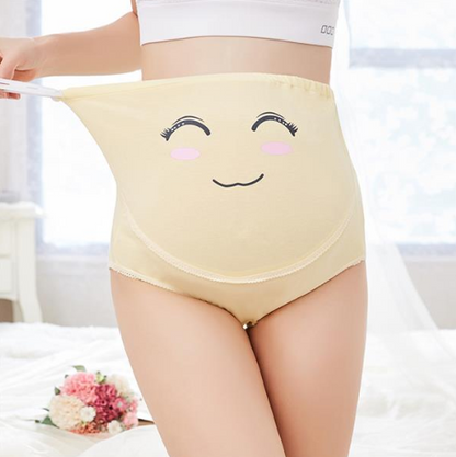 Pregnant women's underwear cotton breathable high waist stomach lift adjustable cute cartoon expression pants - L&M LIFE PRODUCTS