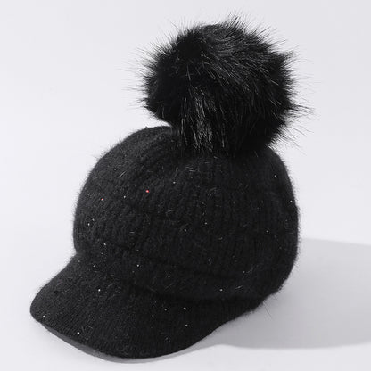 Women's Rabbit Fur Ball Plus Velvet Warm Woolen Hat - L&M LIFE PRODUCTS