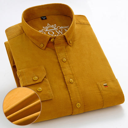 Men's Cotton Corduroy Long Sleeve Shirt Business Slim Casual - L&M LIFE PRODUCTS