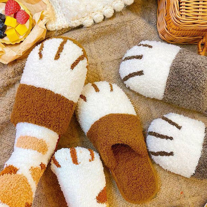 Cat Paw Cartoon Cute Couple Warm Indoor Plush Slippers - L&M LIFE PRODUCTS