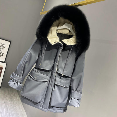 Fashion Hooded Faux Fur Collar Women's Clothing Big Pocket Down Jacket Female Winter Coat Woman - L&M LIFE PRODUCTS