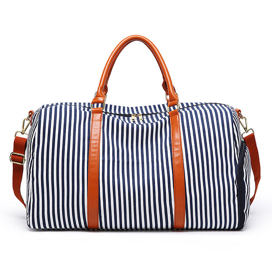 New Fashion Stripe Contrast Color and Leather Canvas Big Bag - L&M LIFE PRODUCTS