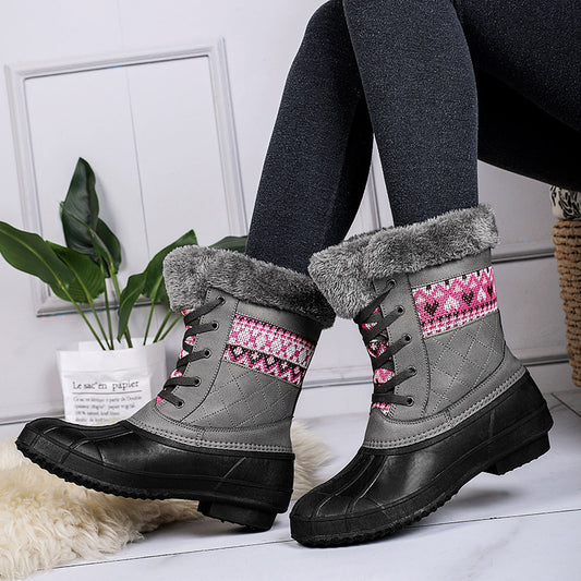 Winter High-top Hiking Shoes Women Non-slip Plus Velvet - L&M LIFE PRODUCTS