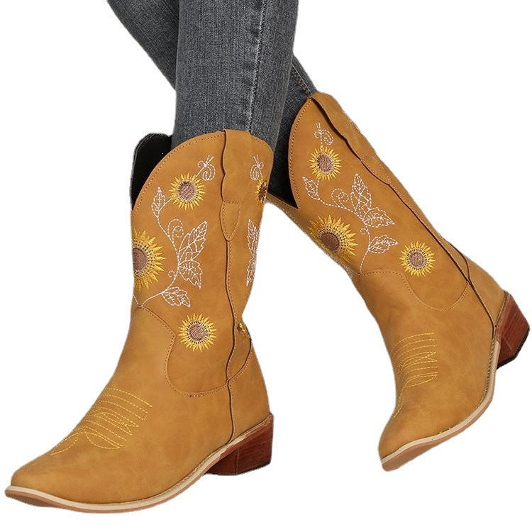 Embroidered sunflower figure fashion Martin boots - L&M LIFE PRODUCTS