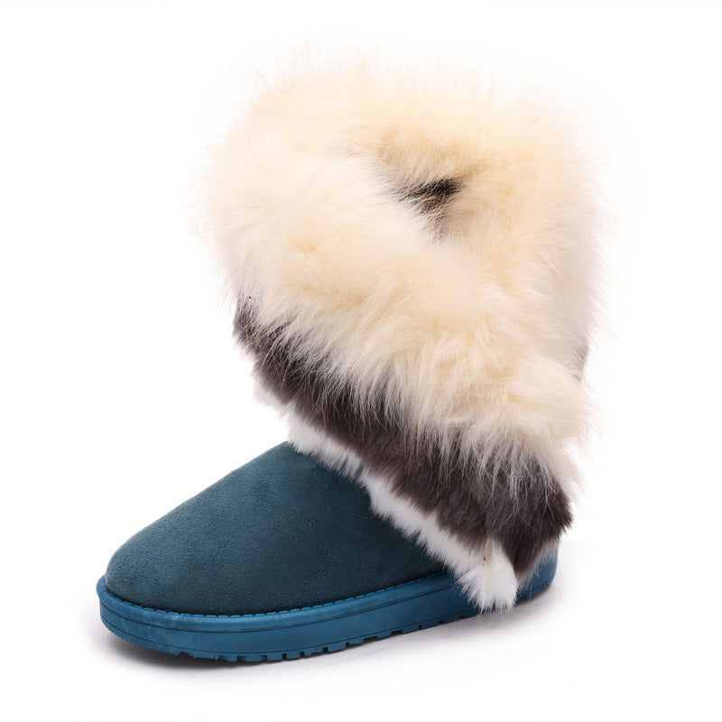 Winter Snow Boots Thick Fluffy Fox Fur Waterproof Non-slip Warm Cotton - L&M LIFE PRODUCTS