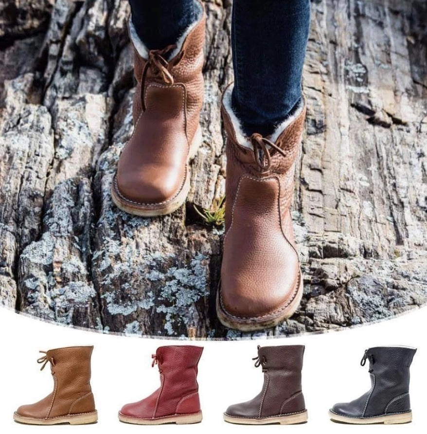 Women Snow Boots Woman Winter Fur Plush Lace Up Boots - L&M LIFE PRODUCTS