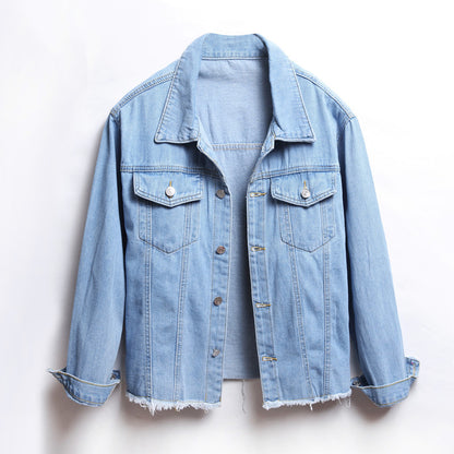 Denim  Loose Frayed Short Jacket - L&M LIFE PRODUCTS