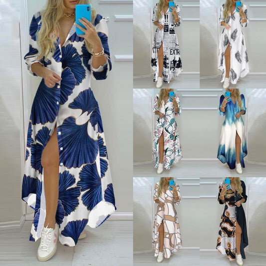 Sexy Dress With Fashion Print And Long-sleeved Shirt - L&M LIFE PRODUCTS