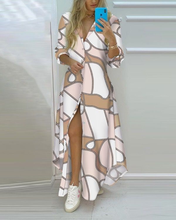 Sexy Dress With Fashion Print And Long-sleeved Shirt - L&M LIFE PRODUCTS