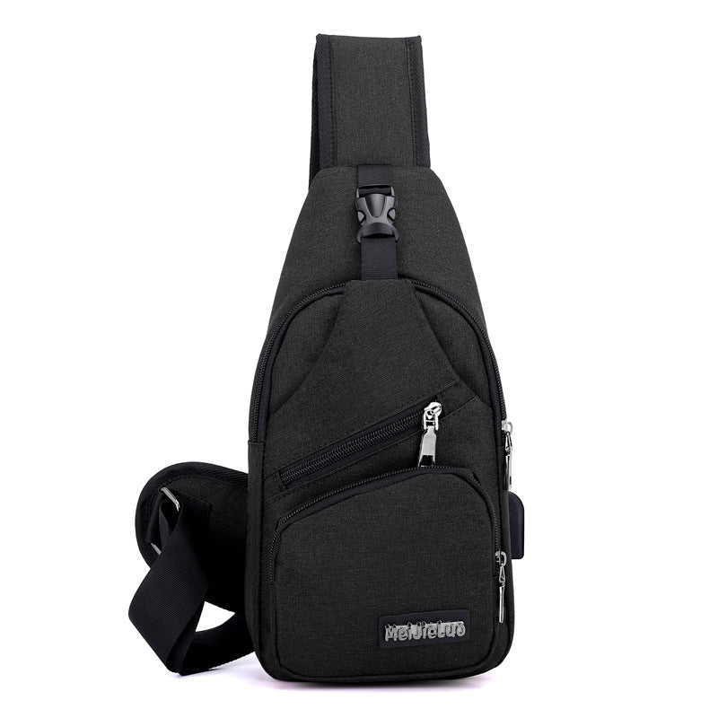 Korean version of the new custom USB2021 single shoulder bag man BAG canvas male chest pack charging sports outdoor Xiekua package - L&M LIFE PRODUCTS