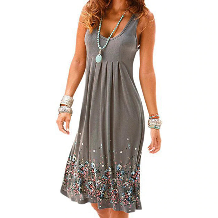 Sleeveless Floral Print Loose Summer Dress Fashion Six Colors Casual Women Dress - L&M LIFE PRODUCTS