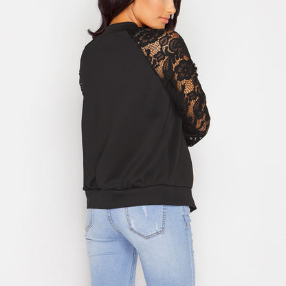 Women Bomber Jacket With Lace - L&M LIFE PRODUCTS