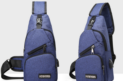 New shoulder bag men's charging bag sports men's usb chest bag outdoor diagonal package - L&M LIFE PRODUCTS