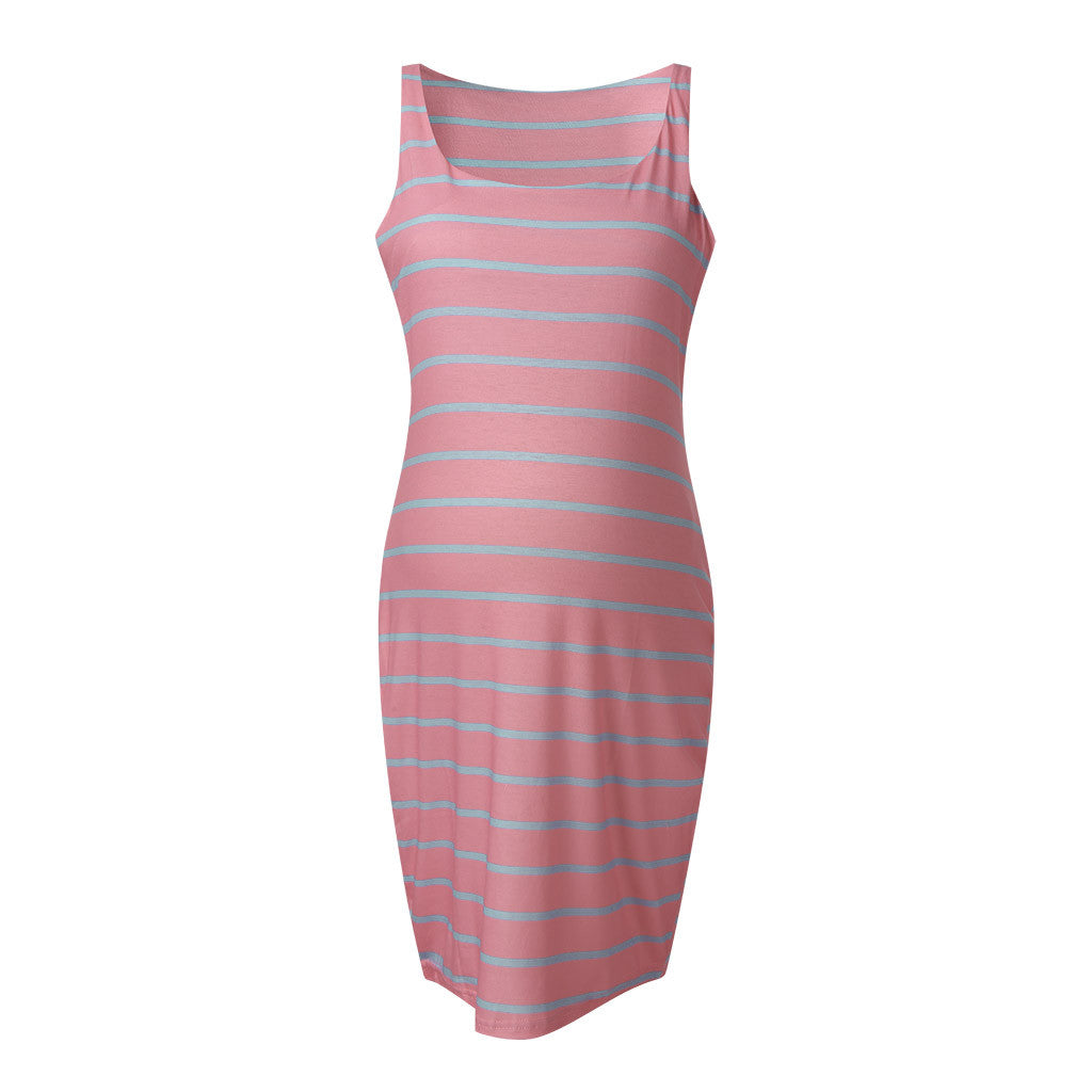 Striped Maternity Vest Dress - L&M LIFE PRODUCTS